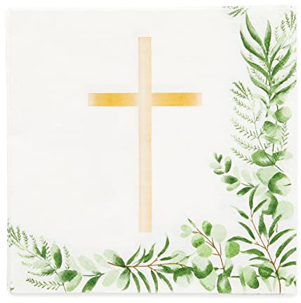 Amscan 9915622 Botanical Celebration Cross Luncheon Napkin- 20 Pack