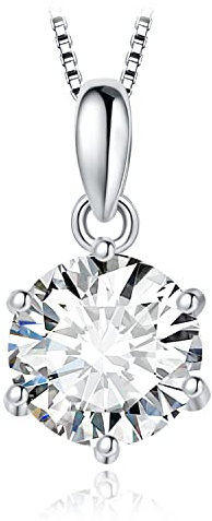JewelryPalace Rundschliff 1.5ct Moissanite Solitär Kette Anhänger, Simulierter Diamant Braut Schmuck Set, Halskette Damen Silber 925 Collier Damen mit Stein, Schmuck Mädchen Geschenk Frauen 45CM