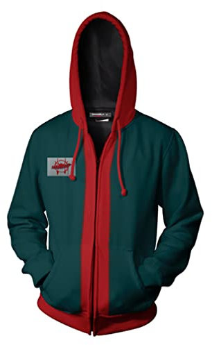 Plustrong Unisex 3D Print Zip Up Hoodie Pullover Hooded Sweashirt Jacket with Pockets, Green, S