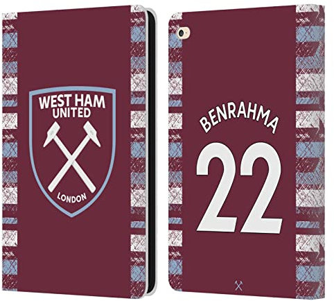 Head Case Designs Offizielle West Ham United FC Saïd Benrahma 2022/23 Spieler Home Kit Leder-Wallet-Hülle Kompatibel mit Apple iPad Air 2 (2014)