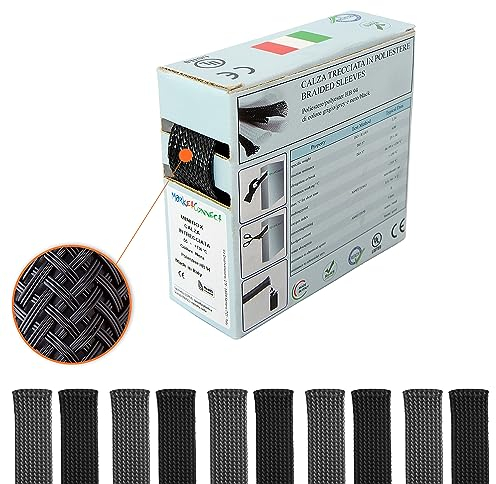 MarketConnect® Guaina Cavi Espandibile Ø 30mm, L 5mt • Raccogli e Nascondi Cavi • Ideale per Scrivania e TV • NERO • MINIBOX