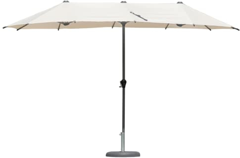 Gruppo Maruccia - Sombrilla de jardín doble - 2,7 x 4,5 metros poste central - Estructura de aluminio - Techo de poliéster crudo, ecrù