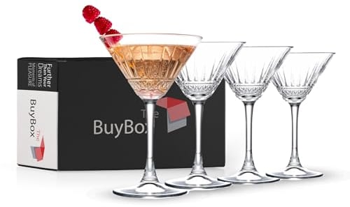 GOSOYO Vintage Martini Glasses Set of 4 (7.4oz/220ml). Cocktail Glasses, Champagne Saucers, Prosecco and Espresso Martini Glasses, Champagne Coupe Glasses