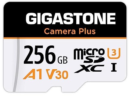 [GIGASTONE] 256GB Micro SD Card, Camera Plus, Action Camera, Sports Camera, High Speed 100MB/s, 4K UHD Video Recording, A1 V30 U3 Class 10, with Adapter