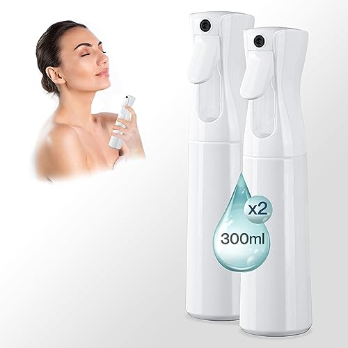 Brumisateur Rechargeable Eau [ 2 unités - 300ml ] Brumisateur de Poche Visage - Vaporisateur d’eau multifonctionnel : Parfums Ambiance, Plantes, Voyage, Cheveux, Ménage, Brume rafraichissant (Blanche)
