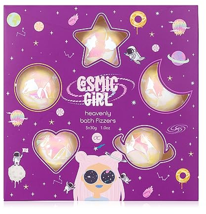 Accentra Badebomben Set COSMIC GIRL in bezaubernde Geschenkverpackung, 5 x 30 g Badekugel mit süßen Duft nach Bubblegum