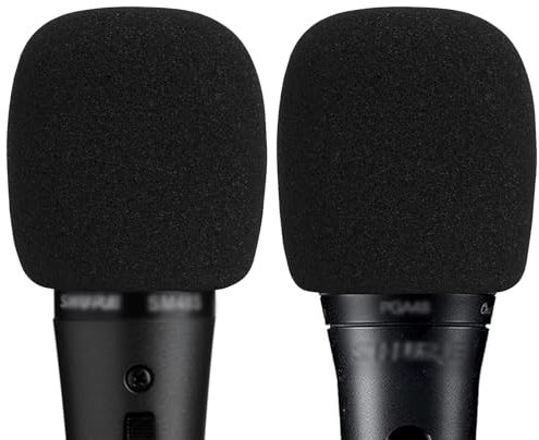 Musiin Microphone Foam Windscreen Compatible with Shure SM48, SM86, PGA48, SM58LC, BETA58A, WA713 Handheld Vocal Microphone Antipop Foam Cover, Sponge Foam Filter, Mic Wind Cover (Black) 2 Pack