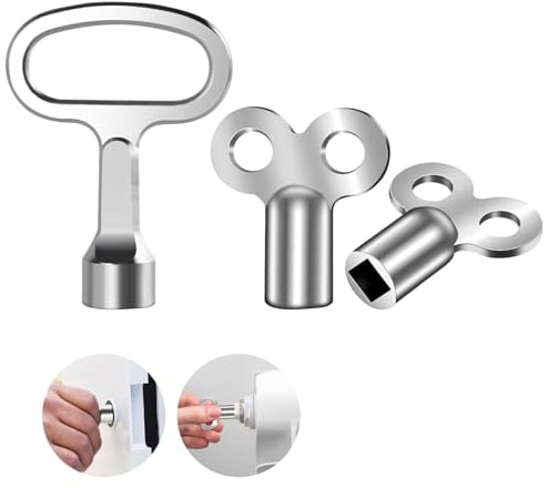 flintronic Kit uego de llaves de purgado de radiadores, 2 Piezas Llave cuadrada+1 Piezas triángulo cuadrada para radiado, robusto y estable, reduce el ruido, llave para purgar radiadores