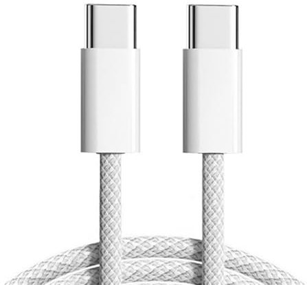 xiwai Cable USB-C de alimentación de 27 W y 65 W, 480 Mbps, cable de datos tipo C, carga rápida para teléfono, tableta y portátil, funda blanca de 2 m