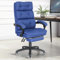 Blisswood Executive Office Chair with Padded Armrest – Ergonomic Desk Chair with Lumbar Support Headrest 360° Swivel Reclining Back Support for Long Hours, Home Office Study or Work - Linen Dark Blue
