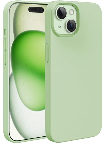 dasfork Flüssig Silikon Hülle für iPhone 15 Stoßfest Handyhülle, 3-Schicht-Struktur FallSchutz Silikon Case mit Kratzfestes Weiches Mikrofaser Futter - Pastellgrün