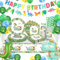 yosiio Dinosaurio Vajilla para Fiestas, Juego de Vajilla Fiesta, Dinosaurio Vajilla Cumpleaños Decoracion, Para Cumpleaños Dinosaurio Decoracion Baby Shower 16 Invitados