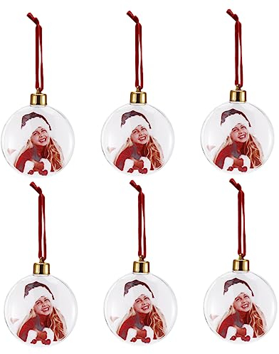 Zerodeko 6St Weihnachtsbaum-Anhänger Erinnerungsfotoornament 2021 Weihnachtskugel selber Machen Christbaum anhänger Tannenbaum anhänger Fotogeschenke Weihnachtssto Haushalt