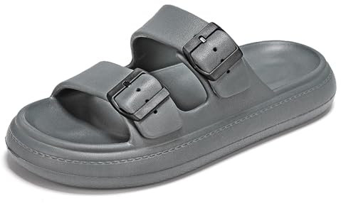 Waysoland Sandalen Damen Herren,Wolkenschuhe Damen Badelatschen Wolken mit Verstellbaren Schnallen Rutschfest Schnell Trocknend Super Bequeme Dicke Sohle Airfoot(Grau,40/41 EU)