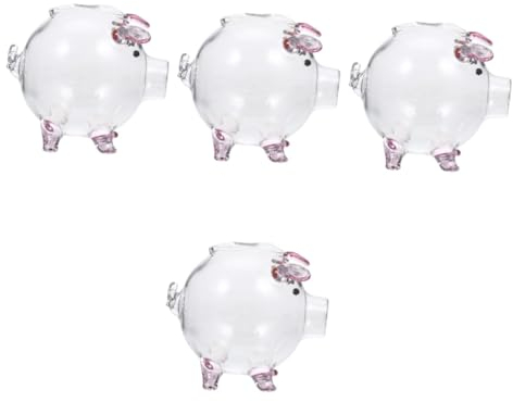 HEMOTON 4 Stück Sparschwein aufbewahrungsdose Storage Boxes Geld Box Spare spart Kind Schweinchen Krug Sparbüchse für Mädchen Karikatur Geldtopf Münzclip schmücken Vorratsflasche Glas Rosa