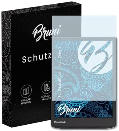 Bruni Protecteur d'écran compatible avec PocketBook InkPad Color 3 Film Protecteur, cristal clair Écran protecteur (2X)
