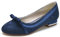 smlekwc Women's Lace Flat Dress Wedding Shoes for Bride Slip on Closed Toe Pumps with Satin Bow Ballet Ballerinas Shoes,Navy,8 UK