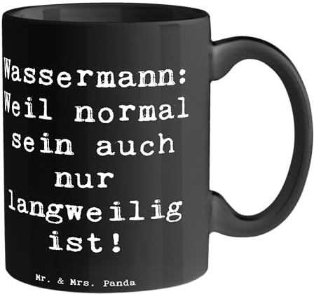 Mr. & Mrs. Panda Tasse Spruch Wassermann Unikat - Geschenk, Einzigartigkeit, Tasse Sprüche, nonkonformistisch, Kreativität, Sternzeichen, Aquarius,