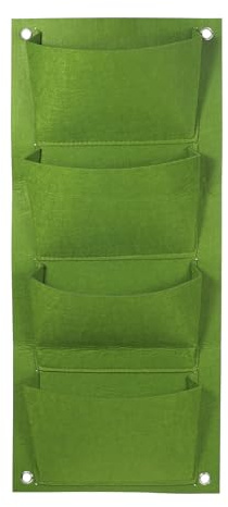 PATIKIL 4 Taschen Vertikale Hängende Pflanz Taschen Pflanz Taschen Grün | Wand Hängende Pflanzgefäß Taschen, Wandmontierte Filz Stoff Pflanz, Für Garten Heim Dekoration