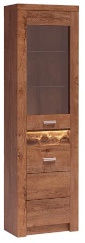 Lomadox Eck Vitrinenschrank Standvitrine Eckschrank Wohnzimmerschrank modern in braun