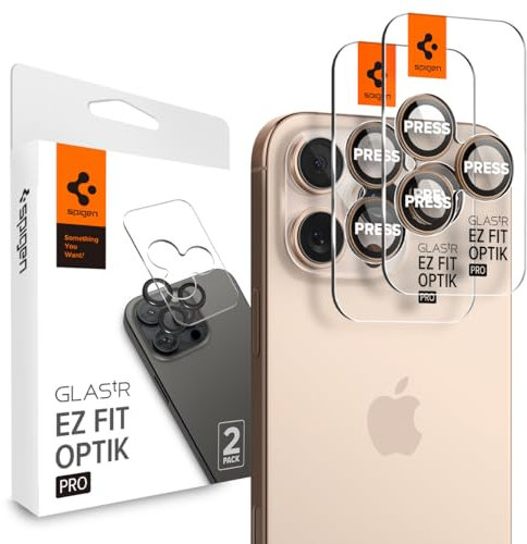 Spigen Glas.tR EZ Fit Optik Pro Tempered Glass Camera Lens Protector for iPhone 16 Pro, iPhone 16 Pro Max - Desert Titanium (2 Pack)