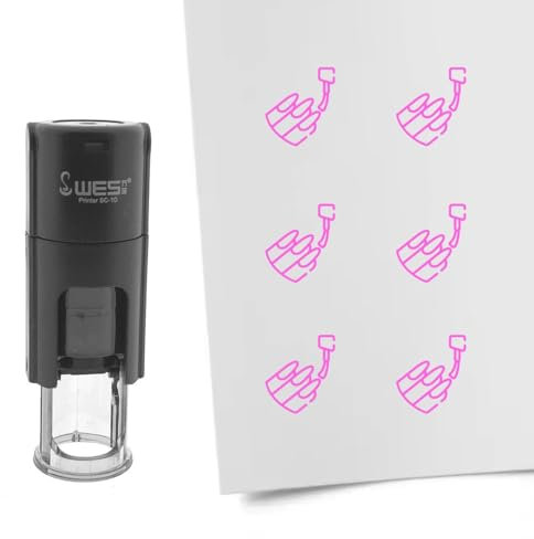 CombiCraft Selbstfärbender Stempel Lackierte Nägel in Pink, 10mm rund - Ideal für Bulletjournals und Treuekarten
