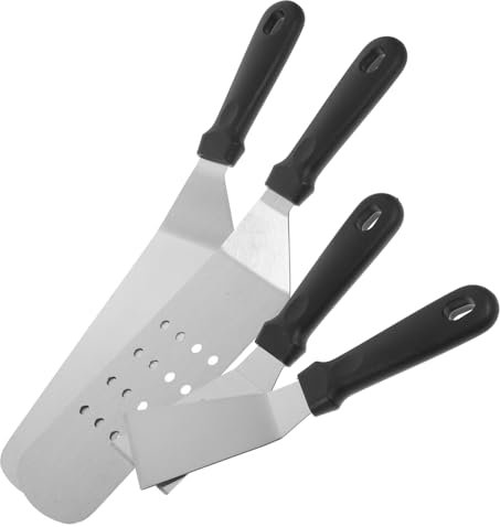 KITANDOVE 4pezzi Spatole Inossidabile Per Barbecue e Cottura Utensili Da Cucina Per Pizza Steak e Pancake Leggeri e Facili Da Pulire Per Uso Domestico e Professionale