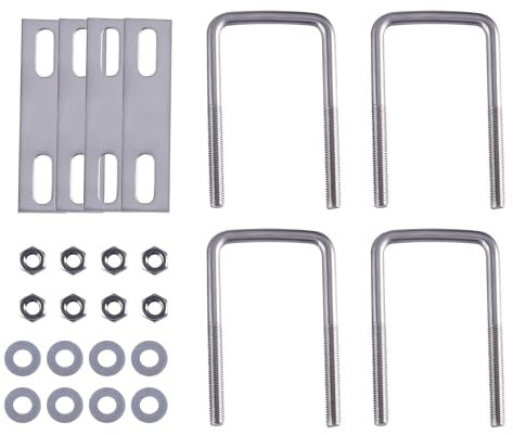 TIOMIOSEA U-Bolt Clamp Vierkant aus rostfreiem Stahl4 Stück M8x50x100 mm, quadratische Klemme, quadratische Rohrschelle mit Schallwand und Muttern, für Abschleppen von Autos und Rohrrohr