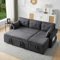 Schlafsofa mit Schlaffunktion, L-förmiges Sofa, Modernes Design, Polstermöbel, Sofa, Loungesessel mit Stauraum, mit Getränkehalter, Wohnzimmer-Schlafsofa, Links und Rechts Austauschbar (Grau)
