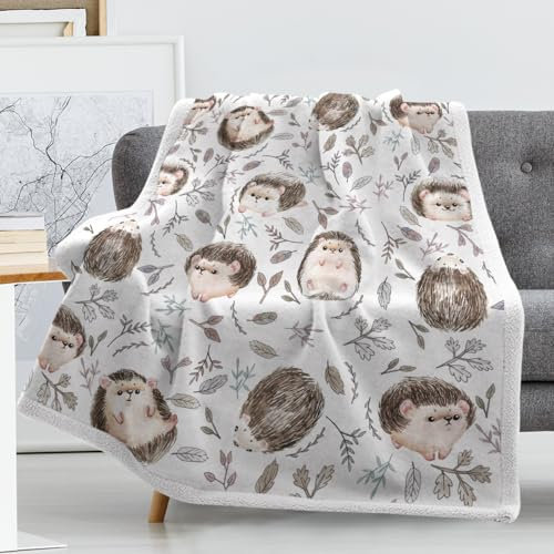 SJSXWQN Kuscheldecke WeißEr Igel Kuscheldecke Flauschig für Couch und Bett Super Weiche Warme Flanell Fleecedecke als Sofaüberwurf Tagesdecke Wohnzimmerdecke - 100x130 cm