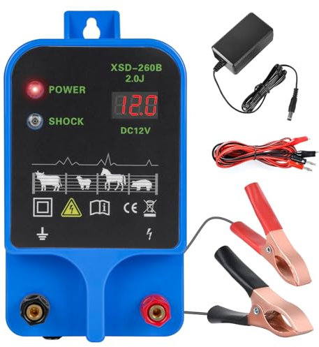 10 KM ClôTure éLectrique, ClôTure éLectrique Pour Animaux de bétail de 2 joules / 10.5kv, alimentation électrique de clôture de branchement pour la prévention de la faune, ferme, volaille, jardin