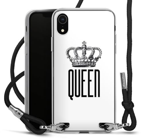 Carry Case kompatibel mit Apple iPhone Xr Hülle mit Band Handykette zum Umhängen schwarz Queen Königin Krone