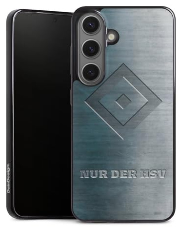 Slim Case extra dünn kompatibel mit Samsung Galaxy S25 Silikon Handyhülle schwarz Hülle HSV Hamburger SV Metallic Look
