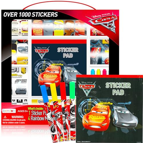 Disney Cars Sticker Activity Set für Jungen und Mädchen – über 1000 Autoaufkleber mit Markern, interaktive Spielszenen, mehr für Kinder mit Lightning McQueen, Mater, mehr