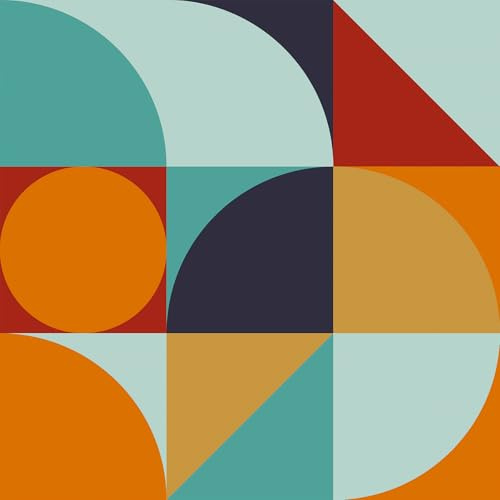 VaryPaper Green Orange Abstract Geometric Wallpaper Self Adhesive Geometric Contact Paper 44.5cmx800cm Patterned Sticky Back Wallpaper for Kids Bedroom Bathroom Waterproof Cabinet Cover Furniture Wrap