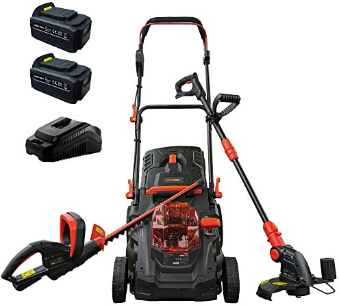 X-ONE 3IN1 40V Brushless Tosaerba a Batteria+20V Tagliabordi+20V Tagliasiepi,37cm di Taglio, Lama 51cm, 2 Batterie 4Ah e Caricabatterie (3)
