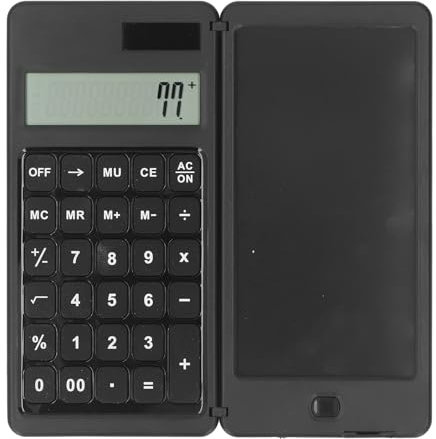 Calculatrice de Bureau Solaire, Calculatrice de Bureau de Base à énergie Solaire avec Coussin D'écriture LCD, clé de Verrouillage, Calculatrice D'ordinateurs Multifonctionnes (Black)