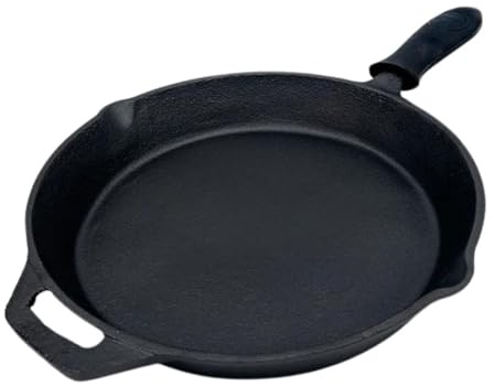 CRUASH Gusseisenpfanne, Gusseisen-pfanne 30cm, Gusseisenpfanne Induktion, Glaskeramikkochfeld | Für Smash Burger