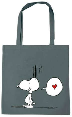 Logoshirt® Peanuts I Snoopy In Love I Baumwolltasche I grau I Lizenziertes Originaldesign
