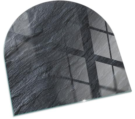 Funkenschutzplatte für Kamin 100x100 cm Dekorative Glasbodenplatte Glasboden Hitzeschutz Halbrund Schutzplatte Hartglas Elegantes Design Stilvollem Motiv - Textur der Steinoberfläche