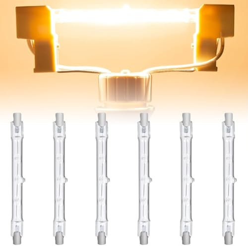 Comioke Halogenstab R7S 118mm 230W 230V J118, 6 Stück Dimmbar Halogenstab, Deckenfluter Leuchtmittel für Baustrahler, Arbeit Landschaftsbeleuchtung (Warmweiß)