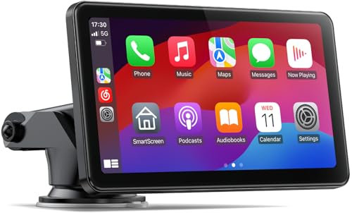 LAMTTO Carplay Inalámbrico Android Car Display 7 Pulgadas Radio Portátil del Coche con Pantalla Táctil Pantalla del Coche Android con Bluetooth Enlace Espejo Navegación Asistente Siri y G00gle