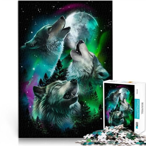 Adults 1000 Piece Jigsaw Puzzle Howling Wolves Family Entertainment Toys 26x38cm Unique Birthday and Gifts for Age 14+