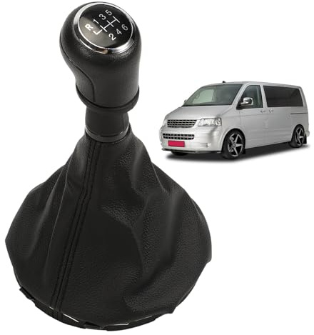 LDLRevX Schalthebelknauf für VW T5, 7H0711113, Schaltknauf Schalthebel Schaltsack Rahmen, Schaltsack Schaltmanschette Getriebeknauf Komplettset Plug Play Ersatzteil Schaltknopf 6 Gang Schwarz