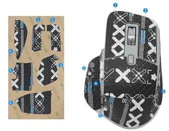 toergy 1 Set Mouse Anti-Slip Grip Tape für Logitech MX Master 3S, Schweißbeständig, Einfach zu bedienen, Selbstklebendes Design, Professionelle Mäuse Upgrade Kit,schwarzes gedrucktes Muster