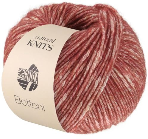 LANA GROSSA Bottoni | Baumwoll-Viskosegemisch mit Merinofasern | Handstrickgarn aus 53% Baumwolle, 24% Viskose & 23% Schurwolle | 50g Wolle zum Stricken & Häkeln | 125m Garn FB 15