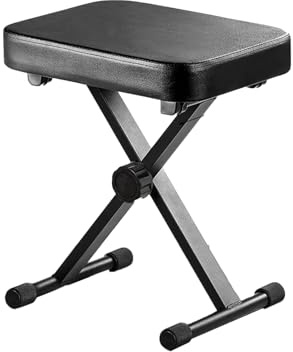 Höhenverstellbare Klavierbank, Einzelner Klappbarer Übungshocker, Mit PU-Lederkissen, Leicht Zu Tragen, 100 Kg Tragkraft, for Cello-Performance Auf Dem E-Piano-Gitarrenstuhl(Black)