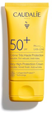 Caudalie Sonnencreme Sehr Hoher Schutz LSF50+, Anti-Falten, 50 ml | LSF50+ PA++++ UVA-/UVB-Schutz, Anti-Falten-Wirkung, samtig unsichtbares Finish, nährend, nicht fettend, vegan