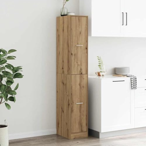 fadaoet Apothekerschrank Artisan-Eiche Holzwerkstoff 30x41x174,5 cm mit 4 Schubladen, Stauraum Schrank für Wohnzimmer, Büro, Küche, belastbar bis 60 kg, vielseitig als Kommode oder Beistellschrank