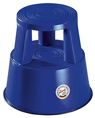 WEDO Rollhocker STEP aus bruchfestem Kunststoff - rollbarer Elefantenfuß Tritthocker, TÜV GS-geprüft, Made in Germany, rutschfest - Höhe ca. 43 cm, Tragkraft 150 kg, Farbe Blau